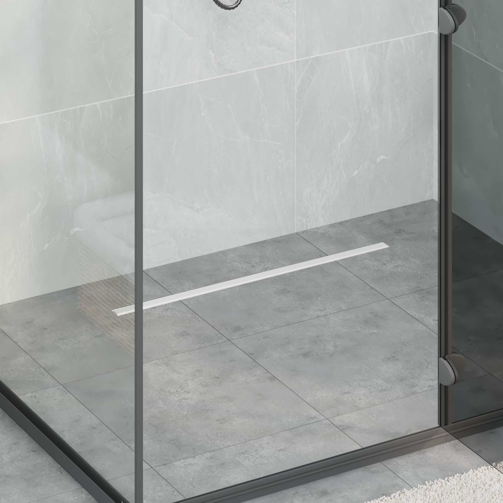 360° Duschavlopp med smal modell Silver 70 cm
