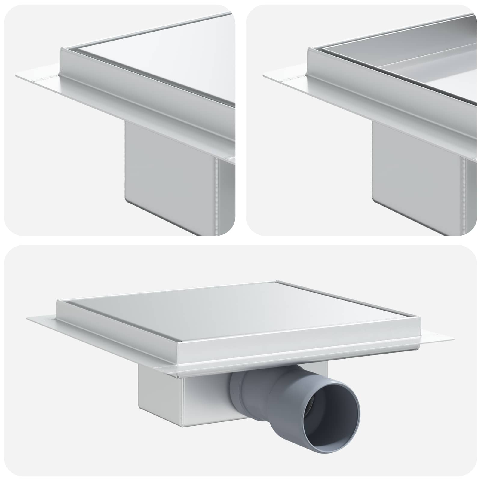 2 i 1 duschavlopp Silver 20 x 20 cm Rostfritt Stål 304