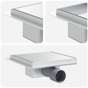 2 i 1 duschavlopp Silver 20 x 20 cm Rostfritt Stål 304