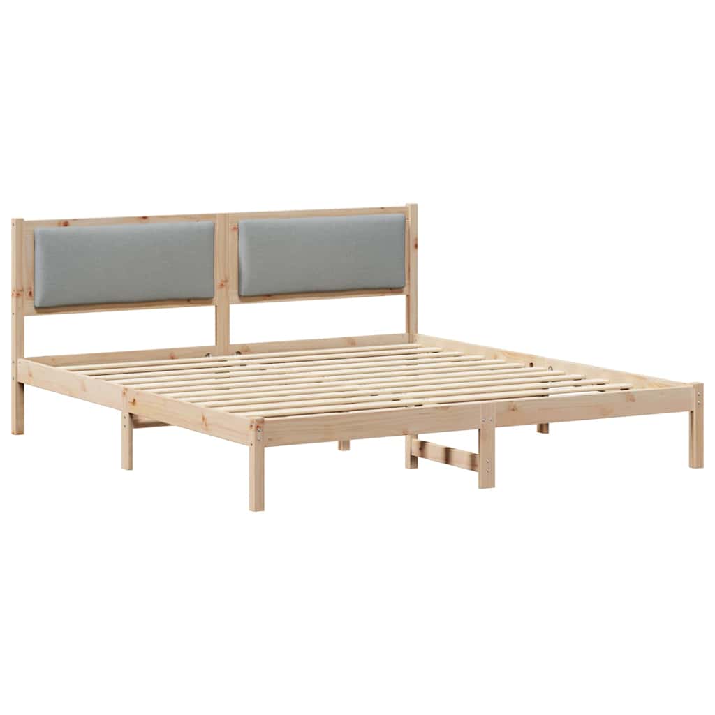 Sängram med huvudgavel Ljusgrå 200 x 200 cm Massiv furu