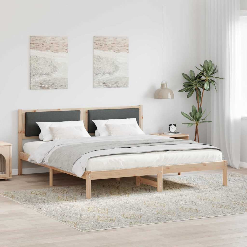 Sängram med huvudgavel Mörkgrå 200 x 200 cm Massiv furu