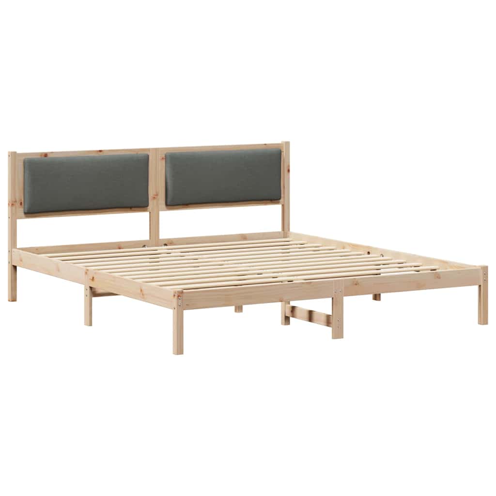 Sängram med huvudgavel Mörkgrå 200 x 200 cm Massiv furu