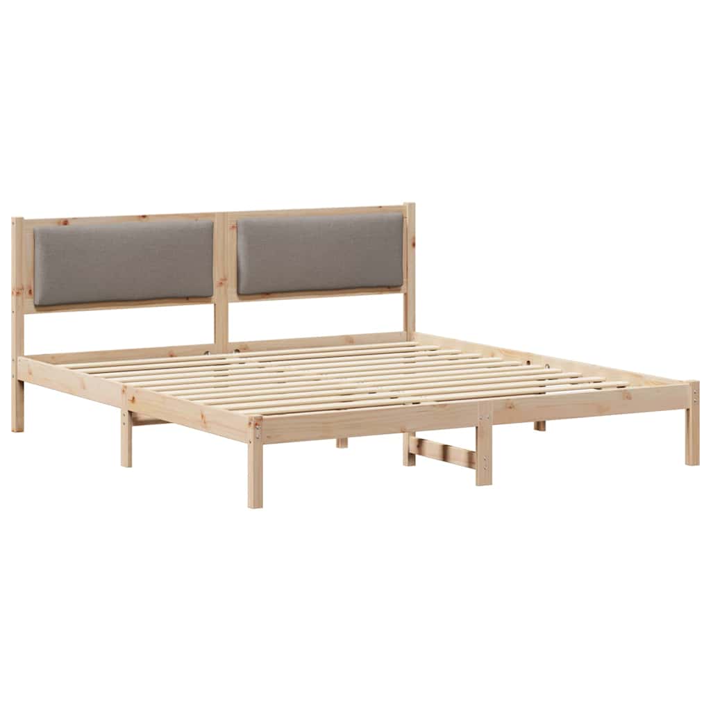 Sängram med huvudgavel Taupe 200 x 200 cm Massiv furu