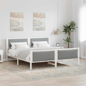 Sängram med huvudgavel Ljusgrå 200 x 200 cm tyg