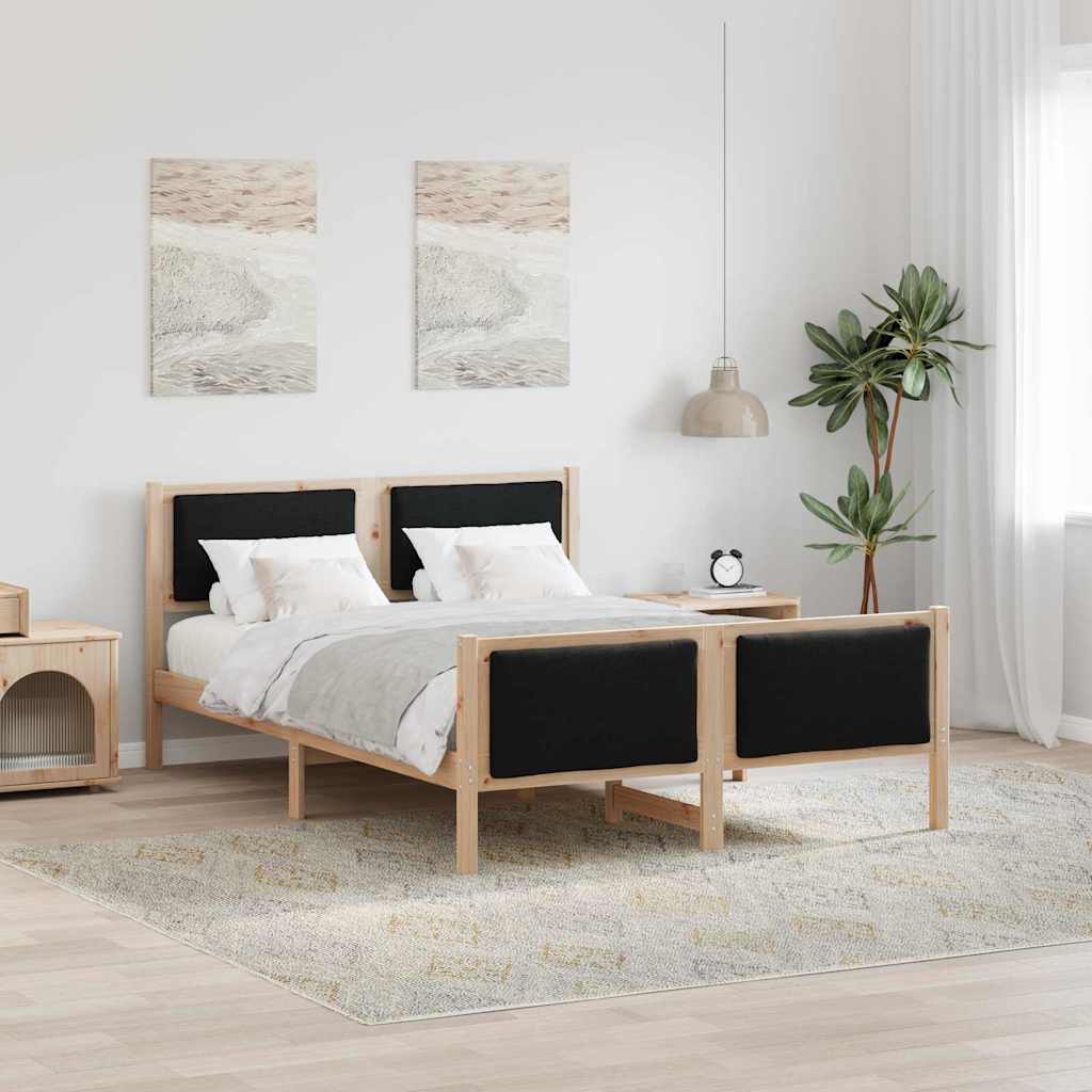 Sängram med huvudgavel Svart 140 x 200 cm tyg