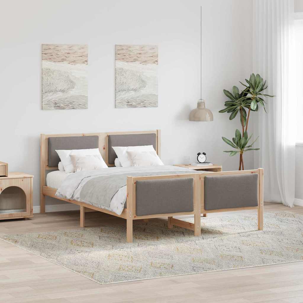 Sängram med huvudgavel Taupe 140 x 200 cm tyg