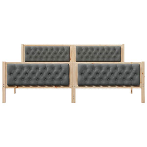 Sängram med huvudgavel Mörkgrå 200 x 200 cm Massiv furu