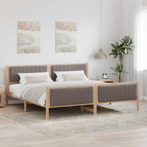 Sängram med huvudgavel Brun och taupe 200 x 200 cm Massiv furu