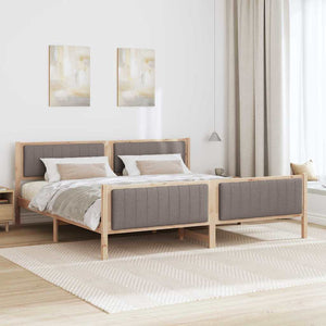 Sängram med huvudgavel Brun och taupe 200 x 200 cm Massiv furu