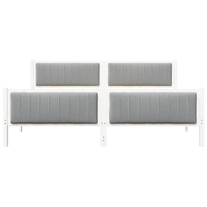Sängram med huvudgavel Vit och ljusgrå 200 x 200 cm Massiv furu