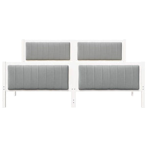 Sängram med huvudgavel Vit och ljusgrå 180 x 200 cm Massiv furu