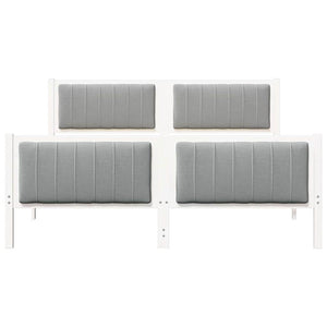 Sängram med huvudgavel Vit och ljusgrå 150 x 200 cm Massiv furu