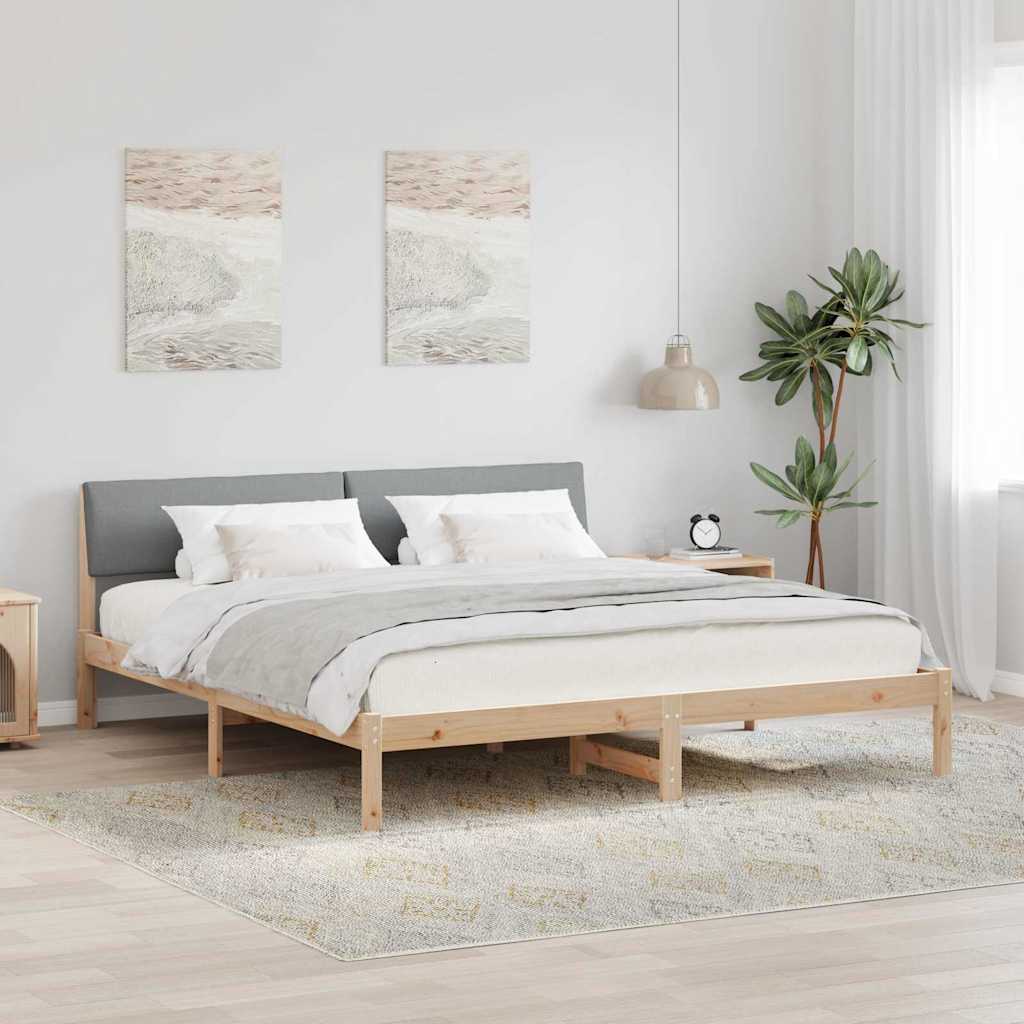 Sängram Brun och ljusgrå 200 x 200 cm Massiv furu