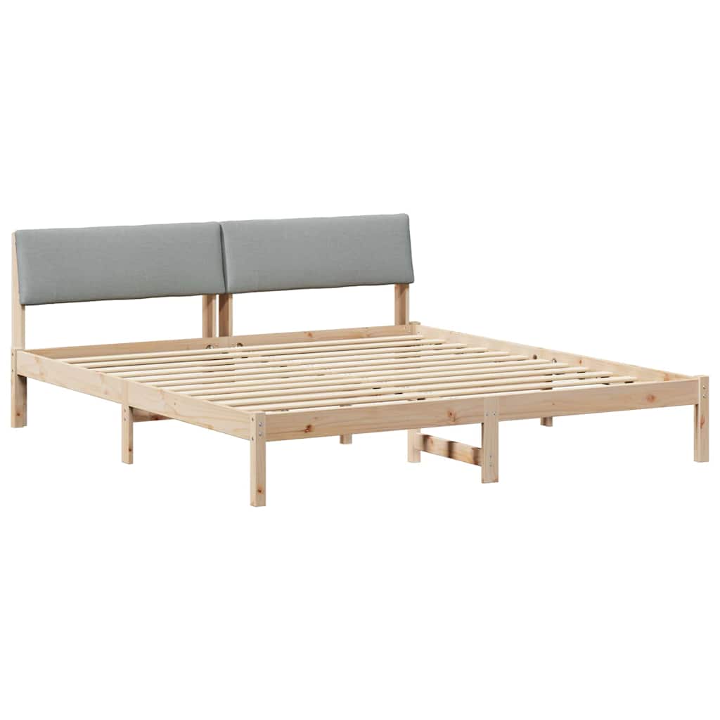 Sängram Brun och ljusgrå 200 x 200 cm Massiv furu