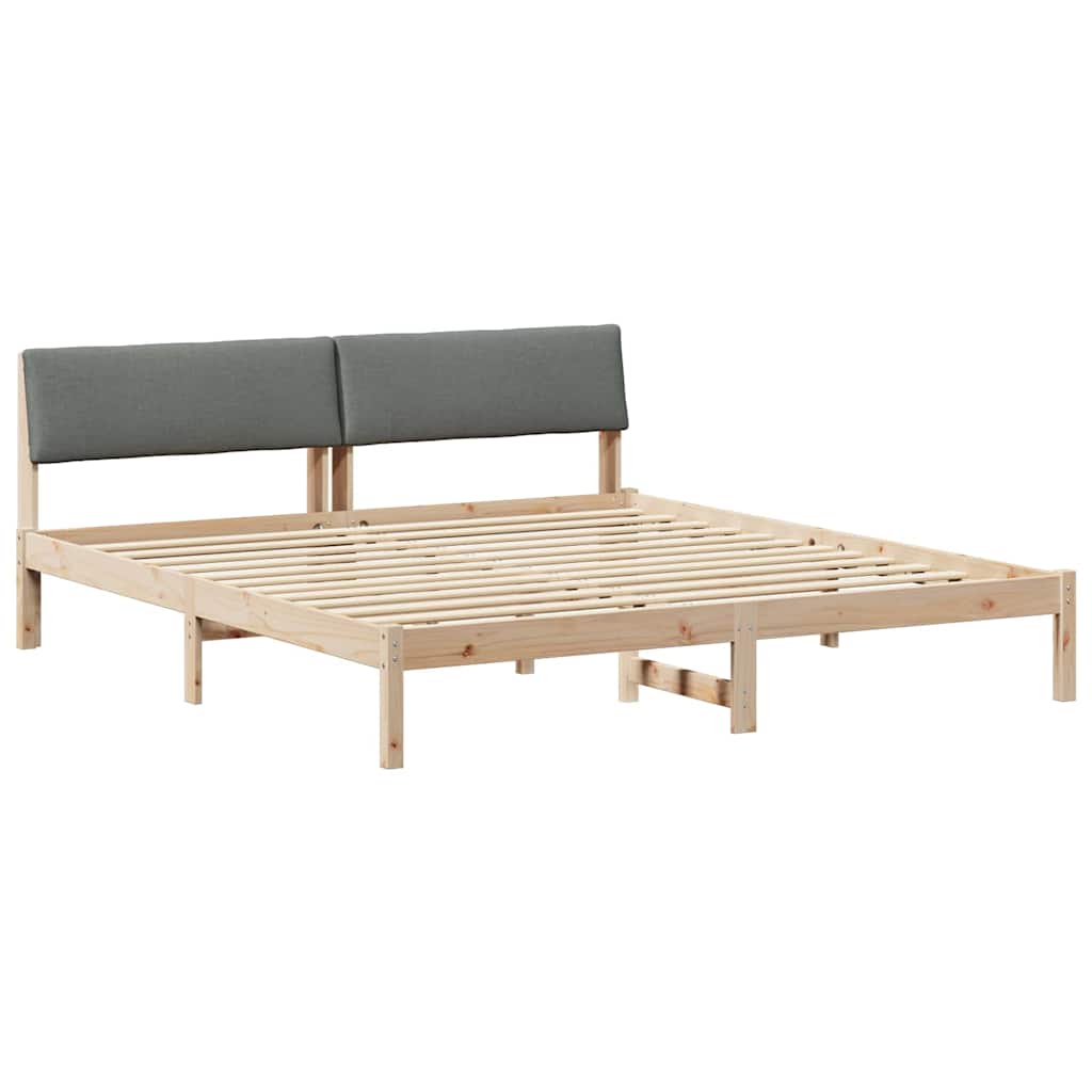 Sängram brun och mörkgrå 180 x 200 cm Massiv furu