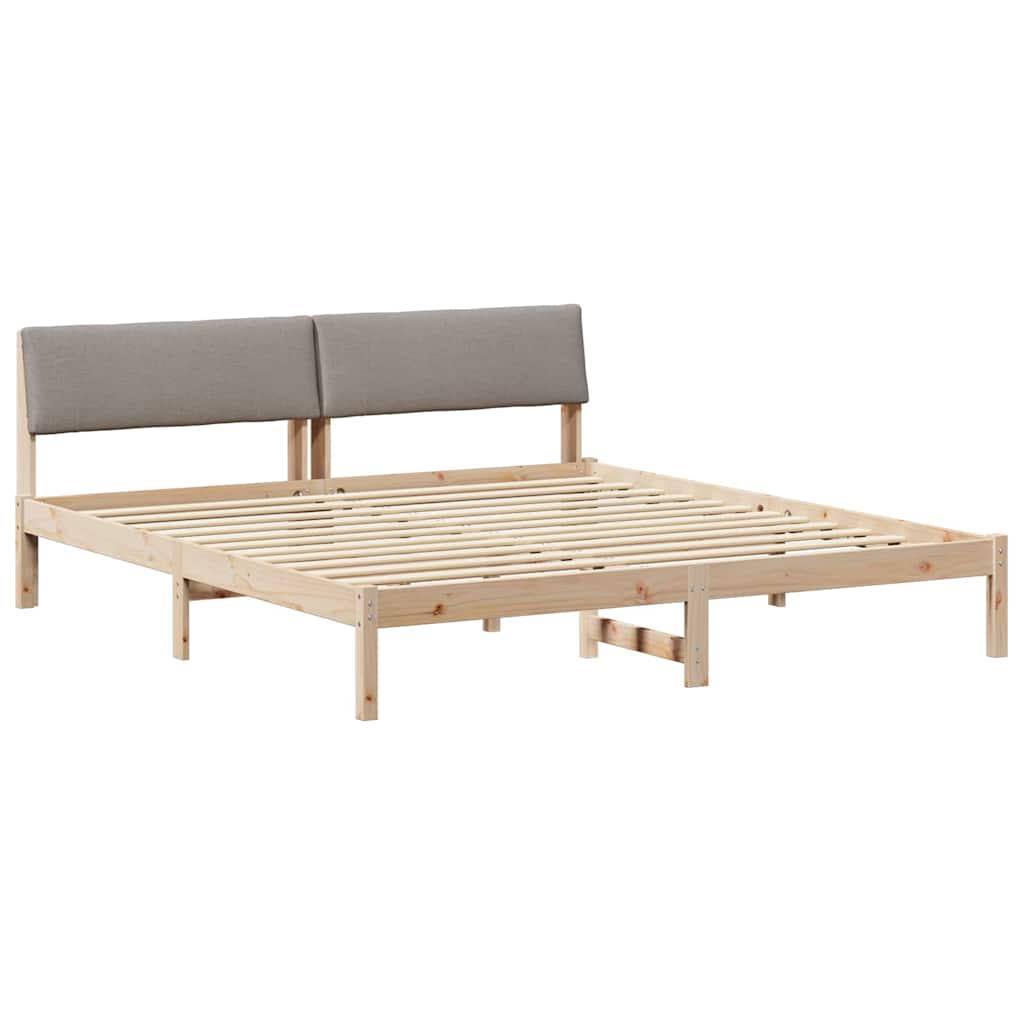 Sängram med huvudgavel Brun och taupe 180 x 200 cm Massiv furu