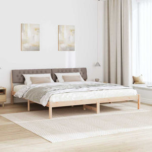 Sängram med huvudgavel Brun och taupe 200 x 200 cm Massiv furu