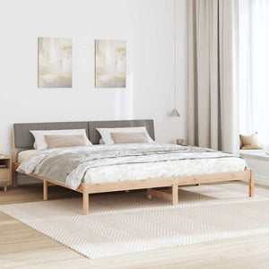 Sängram med huvudgavel Brun och taupe 200 x 200 cm Massiv furu