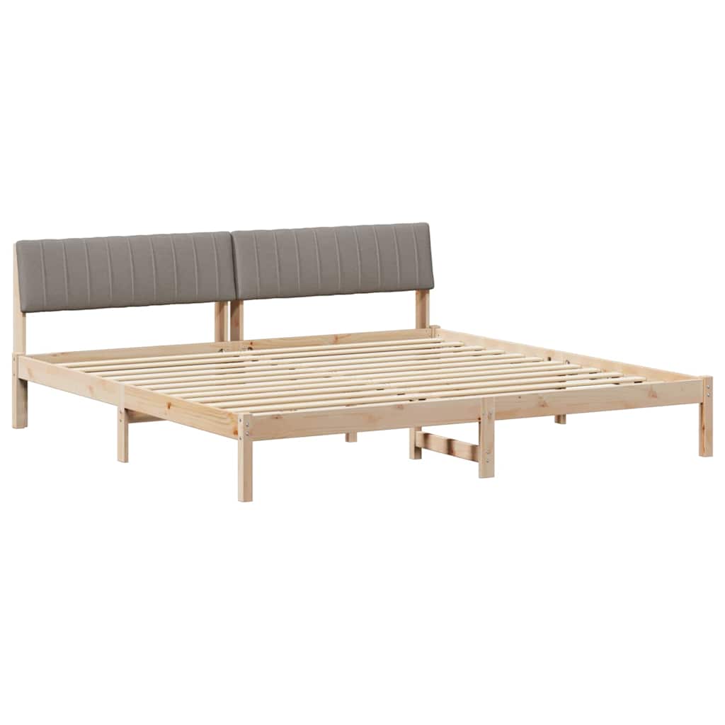 Sängram med huvudgavel Brun och taupe 200 x 200 cm Massiv furu