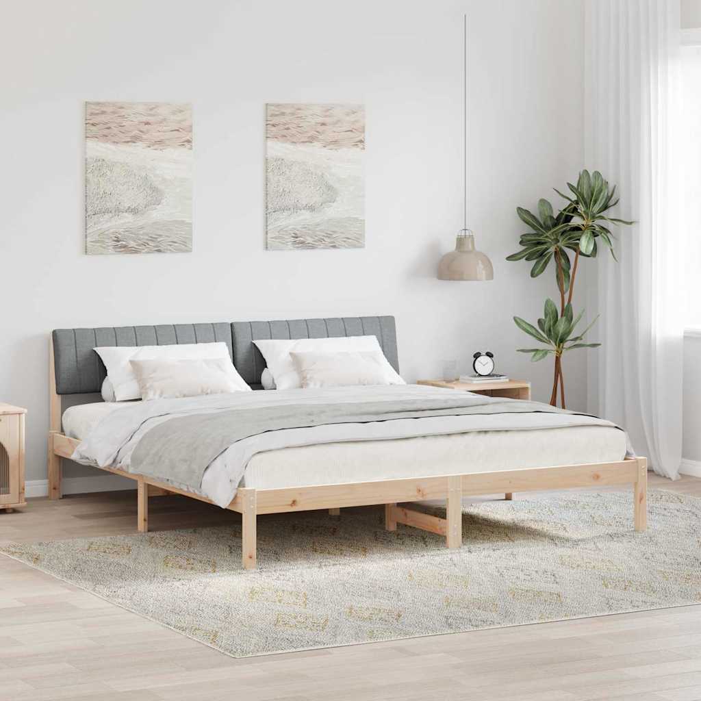 Sängram Brun och ljusgrå 180 x 200 cm Massiv furu