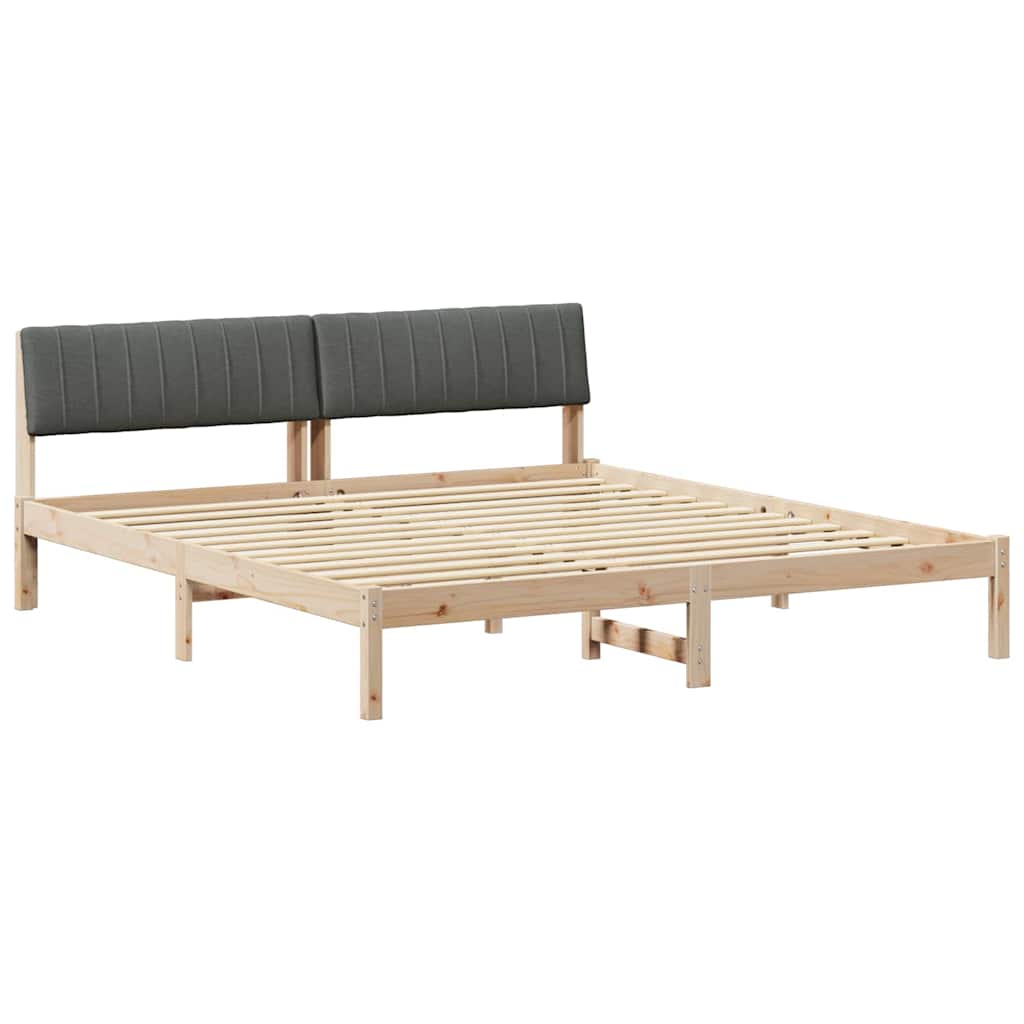 Sängram brun och mörkgrå 180 x 200 cm Massiv furu