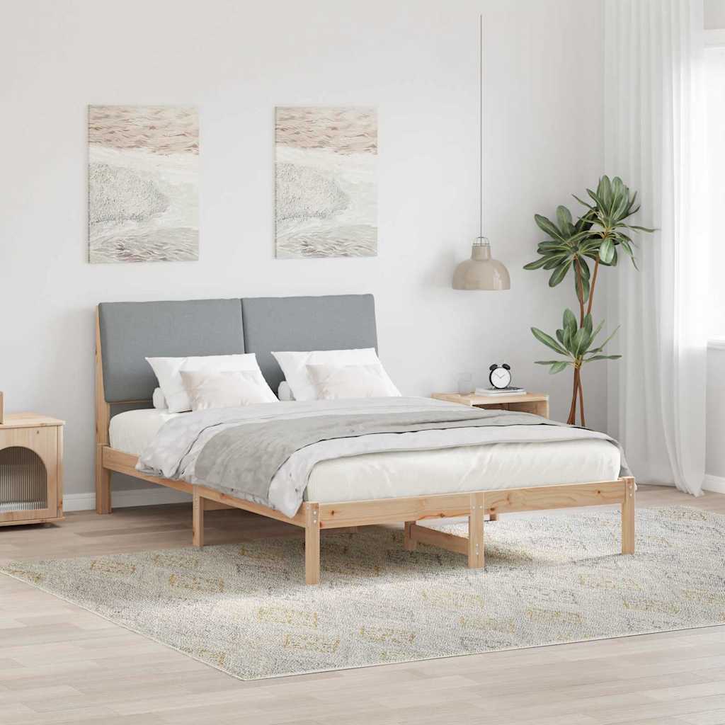 Sängram Brun och ljusgrå 150 x 200 cm Massiv furu