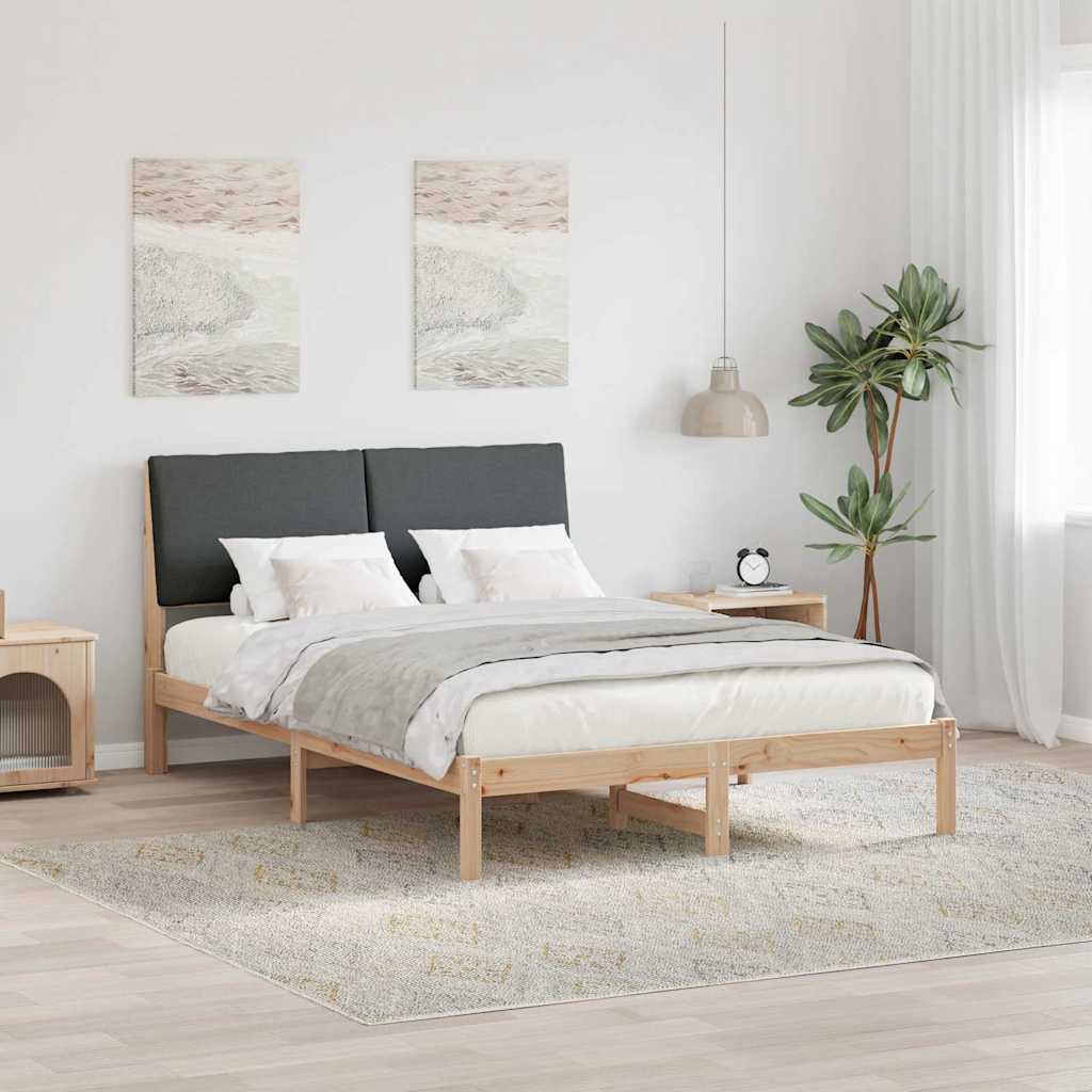 Sängram brun och mörkgrå 150 x 200 cm Massiv furu
