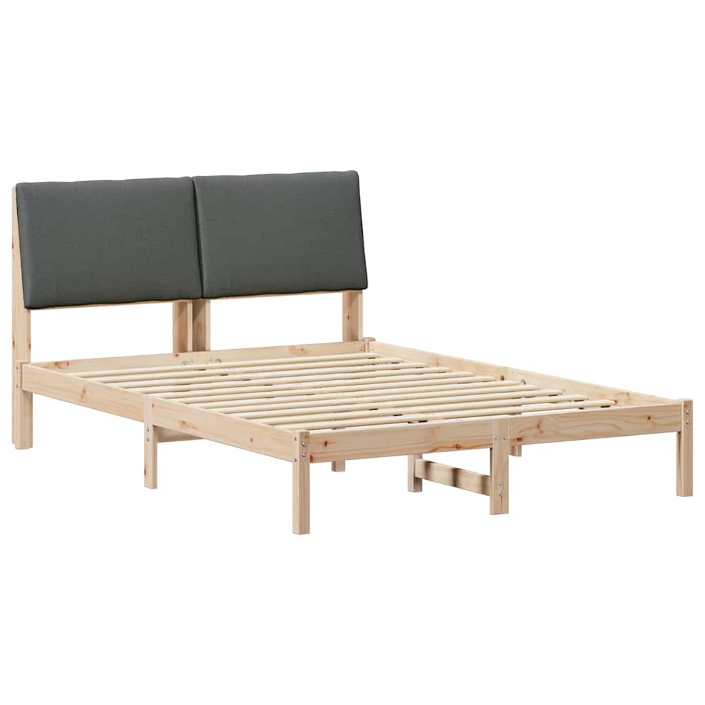 Sängram brun och mörkgrå 150 x 200 cm Massiv furu