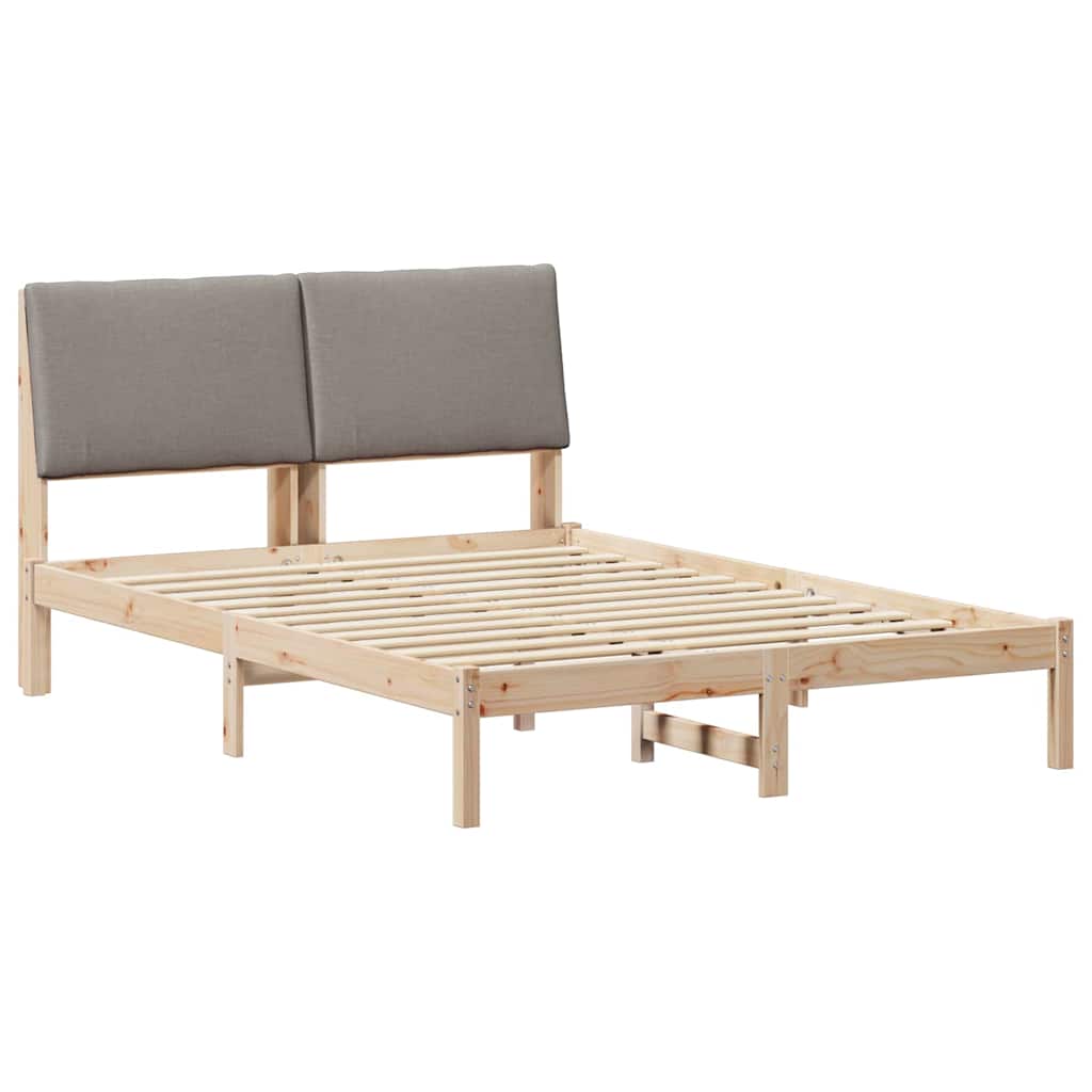 Sängram med huvudgavel Brun och taupe 150 x 200 cm Massiv furu