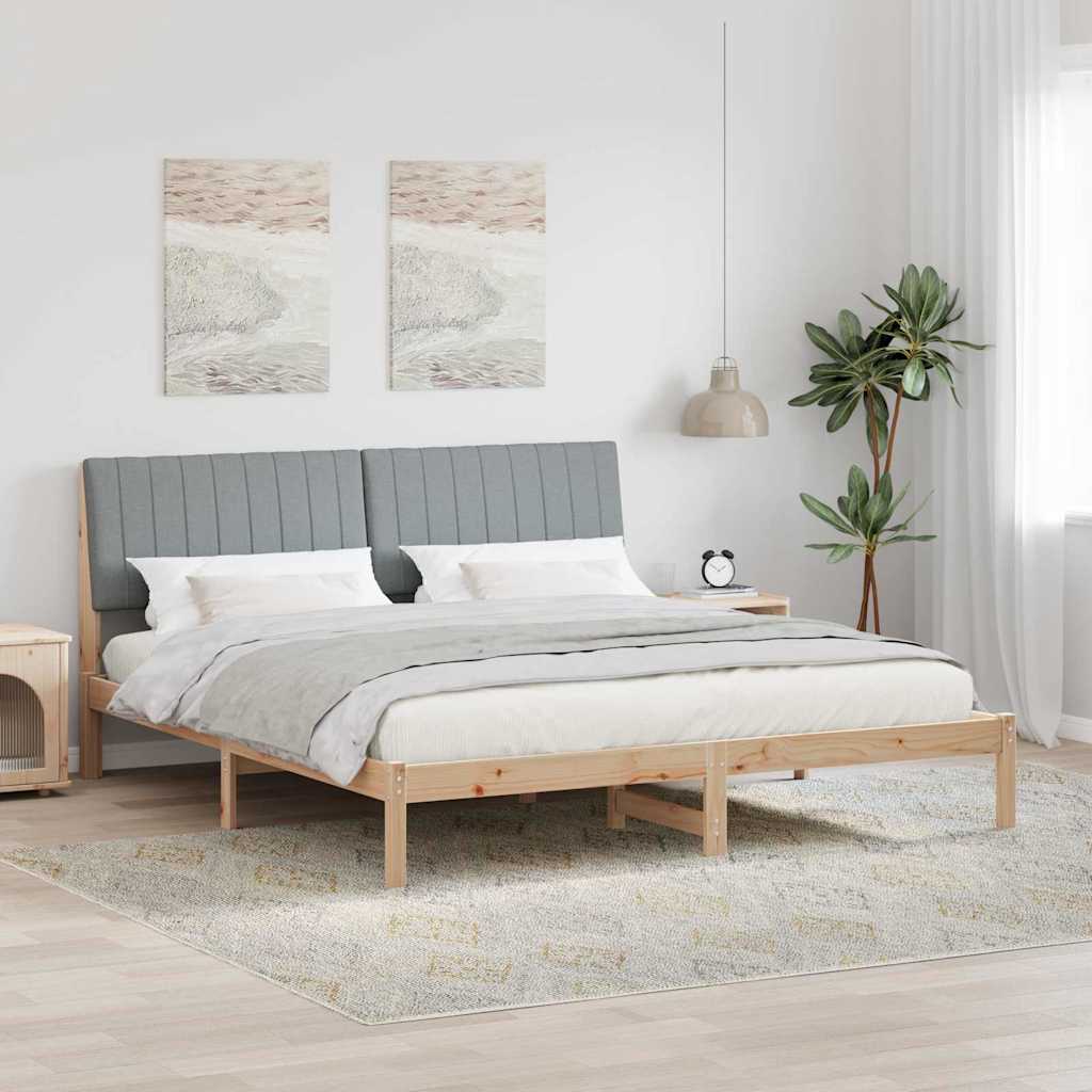 Sängram med huvudgavel Brun 180 x 200 cm Massiv furu