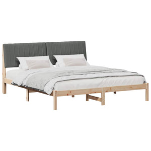 Sängram med huvudgavel Brun 180 x 200 cm Massiv furu