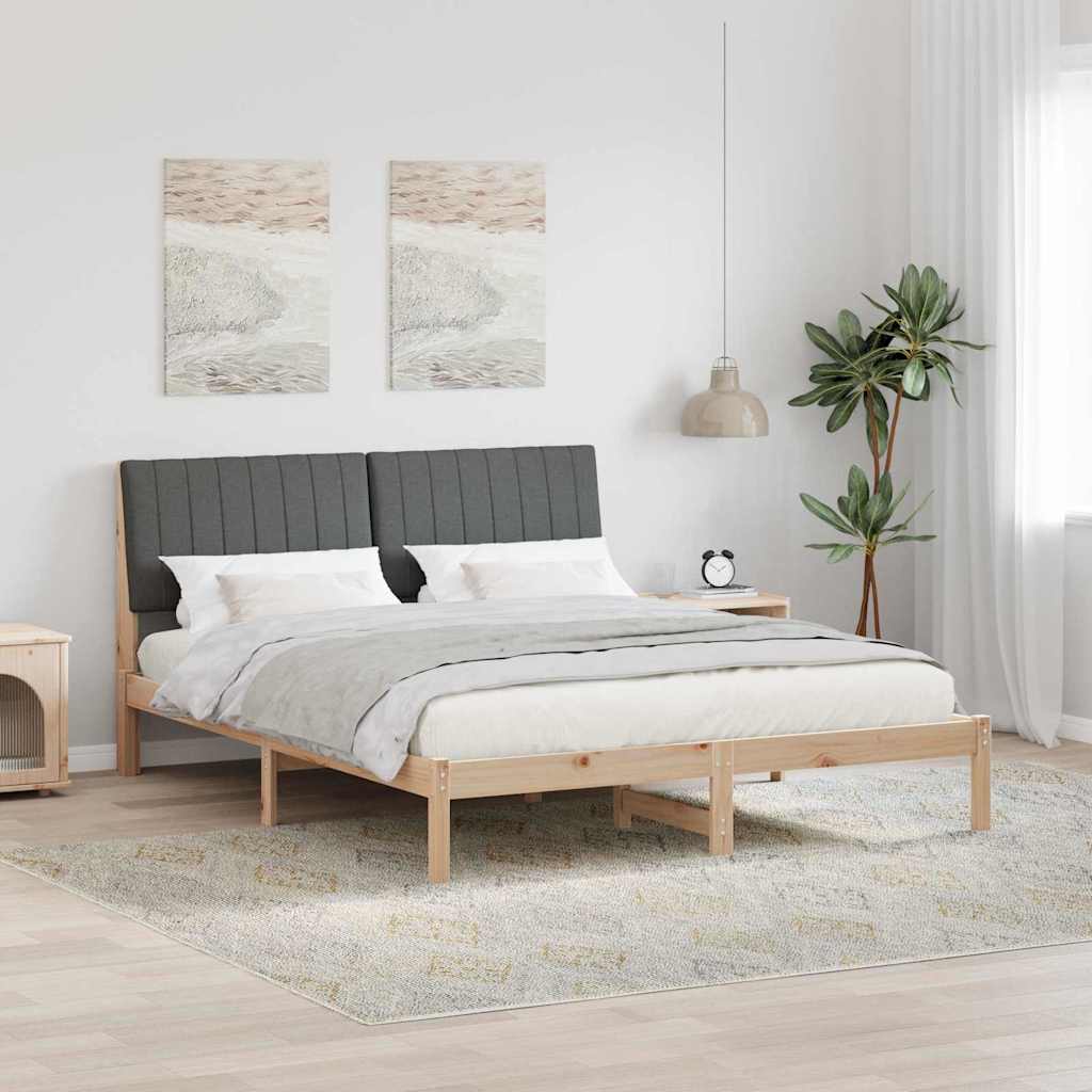 Sängram med huvudgavel Brun 160 x 200 cm Massiv furu