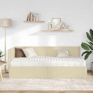 Hörn Sängram med Madrass med huvudgavel 2 pcs Kräm Sammet