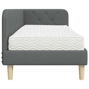 Hörn Sängram med madrass med huvudgavel Mörkgrå 80 x 200 cm tyg