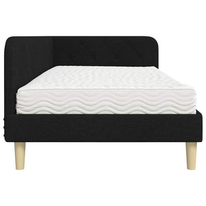 Hörn Sängram med madrass med huvudgavel Svart 90 x 190 cm tyg