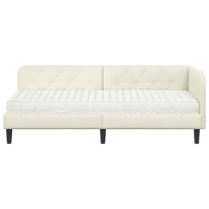 Hörn Sängram med madrass med huvudgavel Kräm 80 x 200 cm Sammet