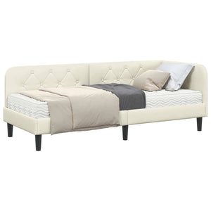 Hörn Sängram med madrass med huvudgavel Kräm 80 x 200 cm Sammet