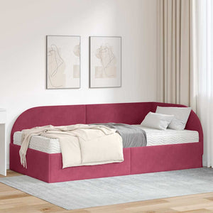Hörn Sängram med Madrass med huvudgavel 2 pcs Röd Sammet