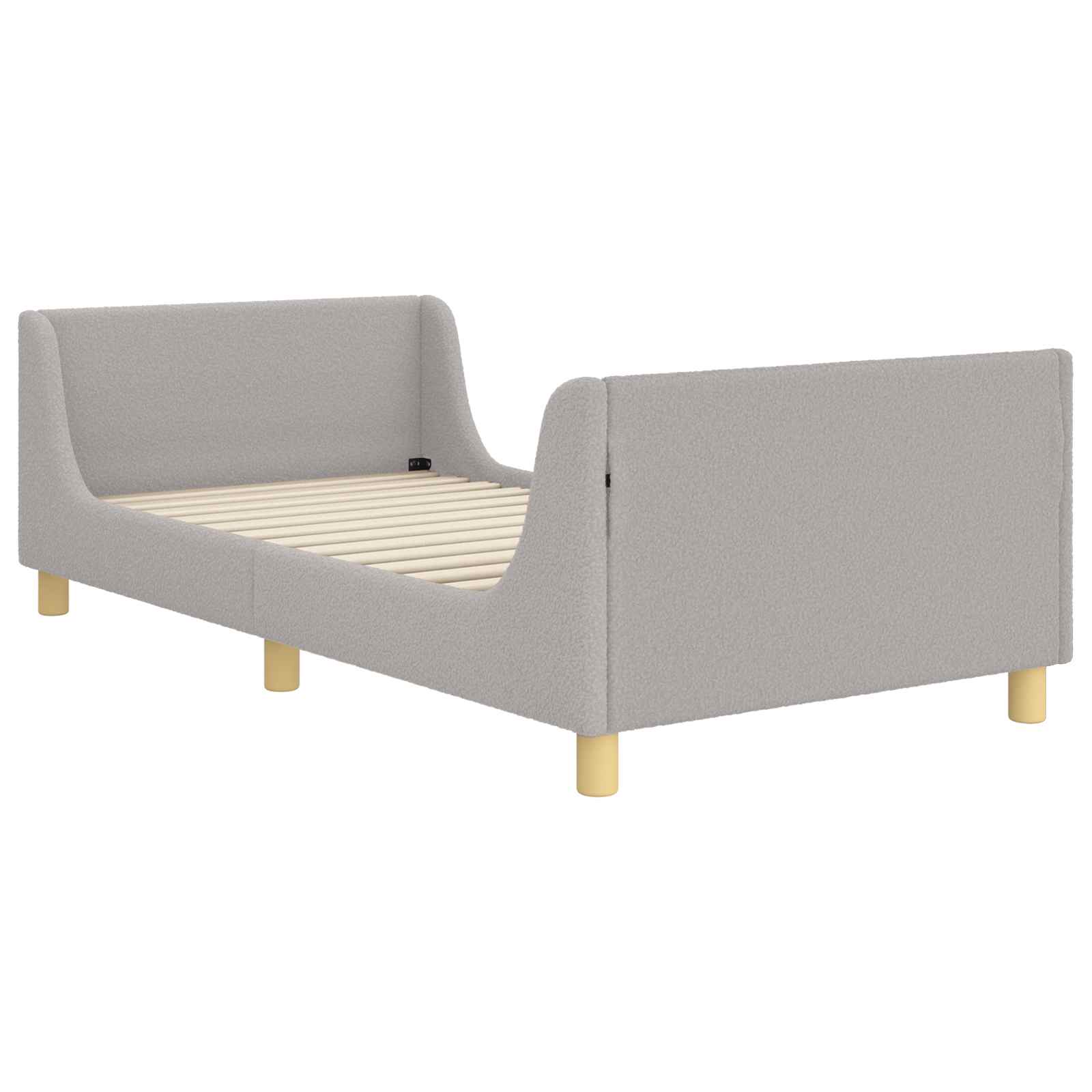 Barnsängram med sänggavel Ljusgrå 80x200 cm Bouclé