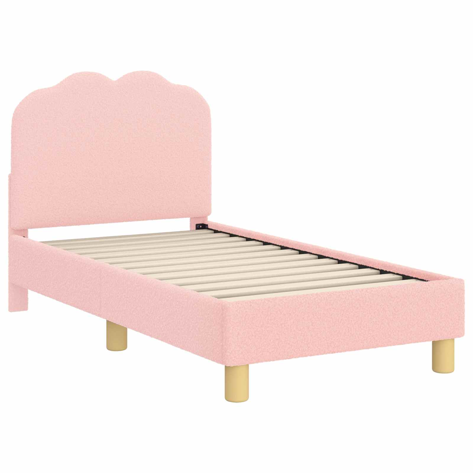 Sängram för småbarn med huvudgavel Rosa 70 x 140 cm Bouclé
