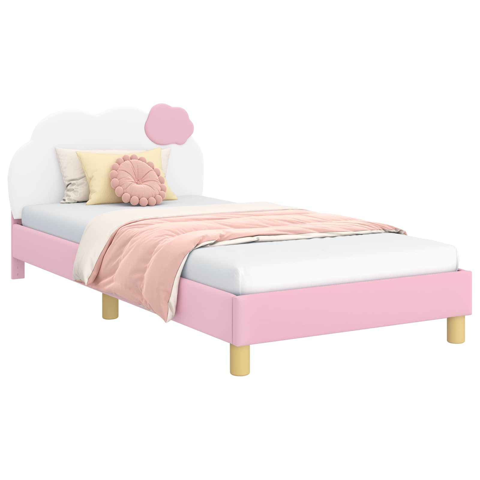 Barnsängram med sänggavel Rosa 90 x 200 cm PU