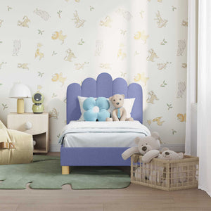 Sängram för småbarn med huvudgavel Jeansblå 70 x 140 cm tyg