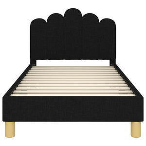 Barnsängram med sänggavel med huvudgavel Svart 80 x 160 cm tyg