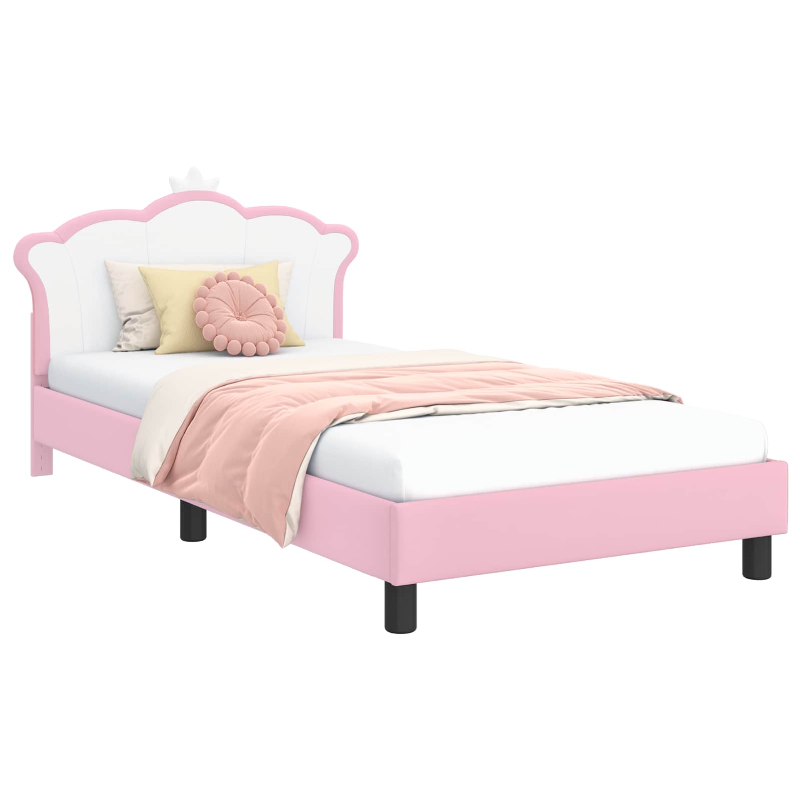 Barnsängram med sänggavel Rosa 90 x 190 cm PU