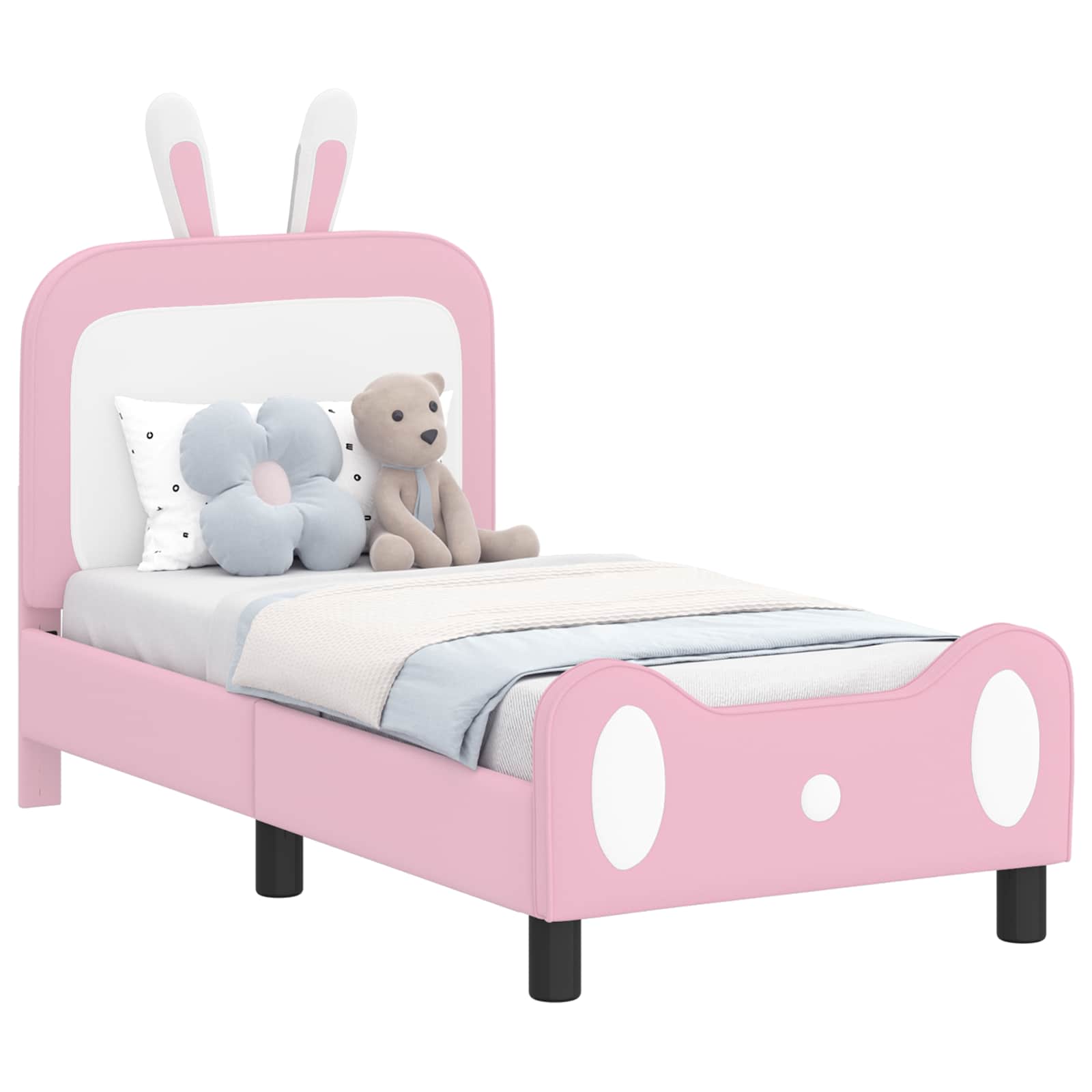 Sängram för småbarn med huvudgavel Rosa 70 x 140 cm PU