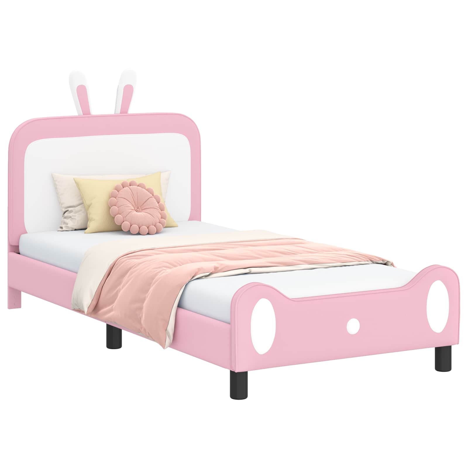 Barnsängram med sänggavel Rosa 90 x 190 cm PU