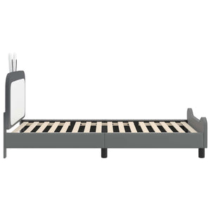 Barnsängram med sänggavel med huvudgavel Ljusgrå 90 x 190 cm PU