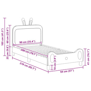 Barnsängram med sänggavel med huvudgavel Ljusgrå 90 x 200 cm PU