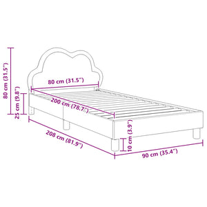 Sängram med huvudgavel Ljusgrå 80 x 200 cm PU