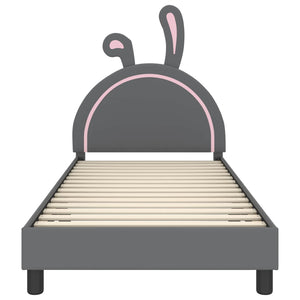 Barnsängram med sänggavel med huvudgavel Ljusgrå 80 x 200 cm PU